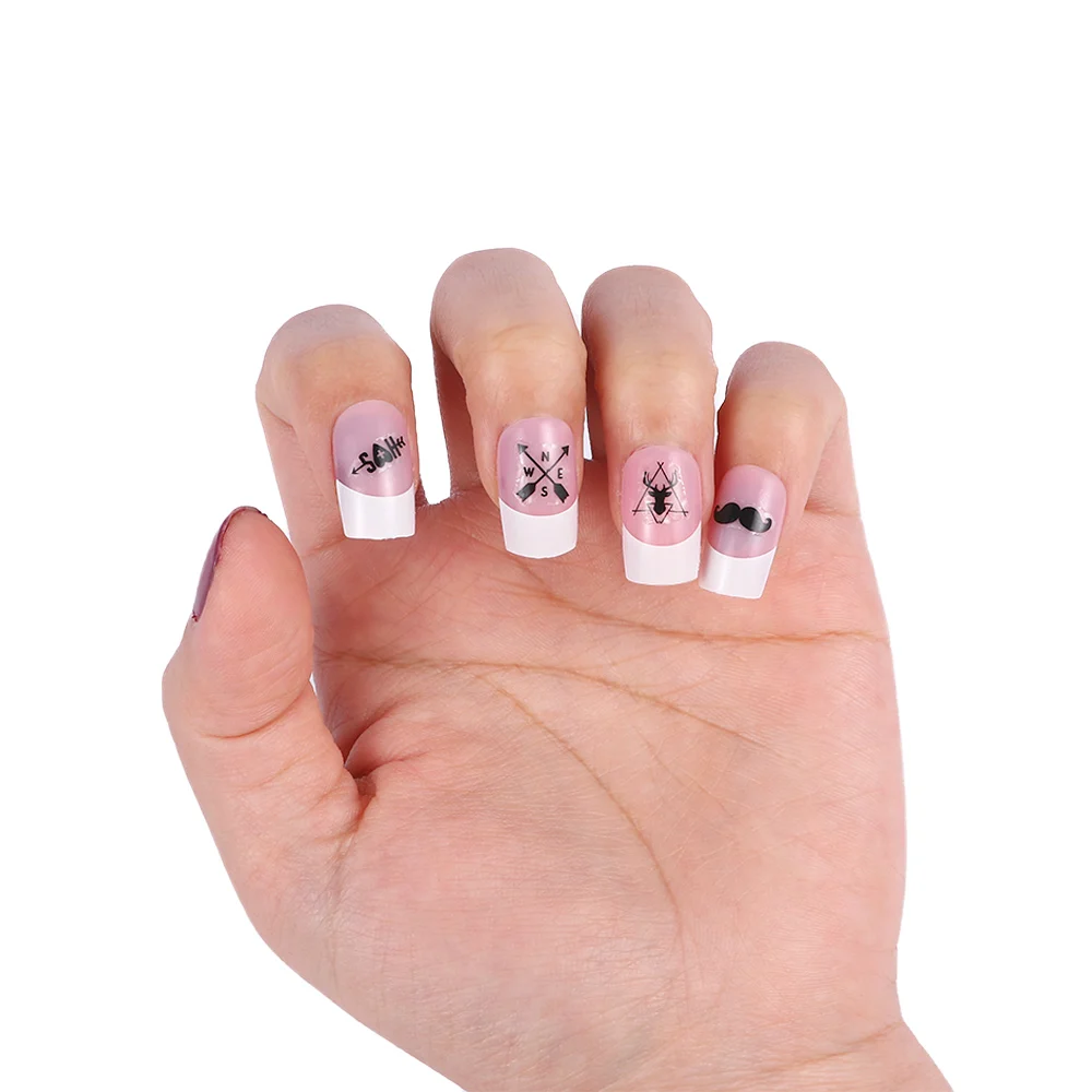 1 лист воды наклейки для ногтей черная борода глаз Геометрия обертывание стикер