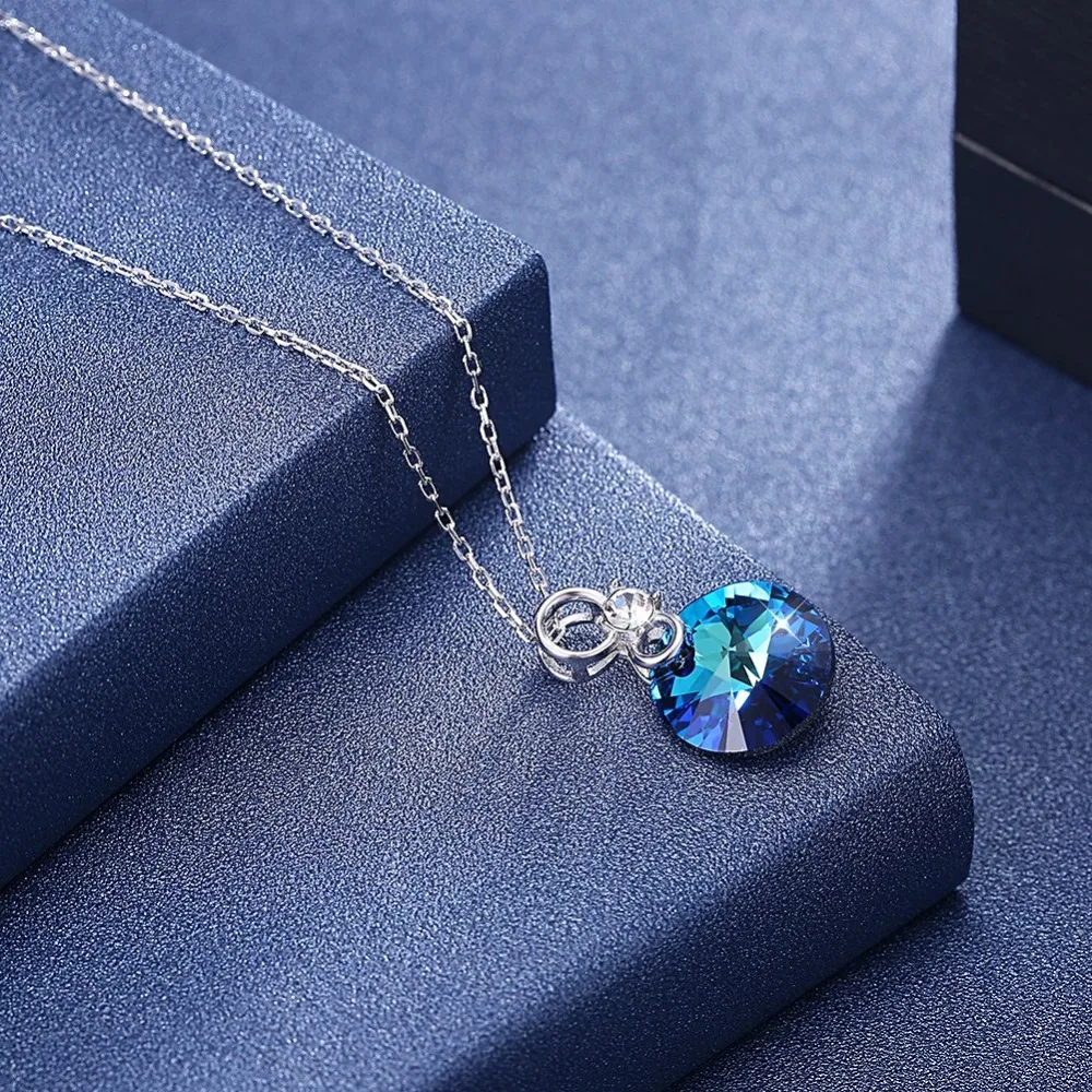Женское Ожерелье с кристаллами Swarovski LEKANI белое розовое голубое круглое ожерелье