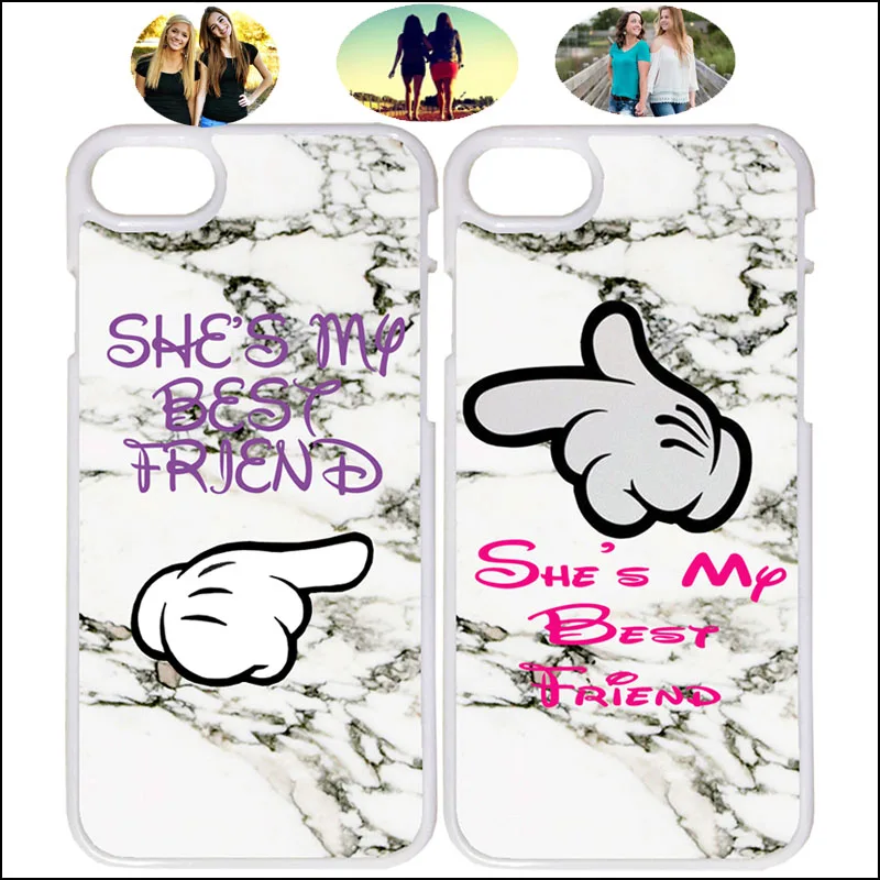 Милый чехол для телефона с изображением пальцев She's My Best Friend BFF Marble iPhone X Xs Max 7 8Plus