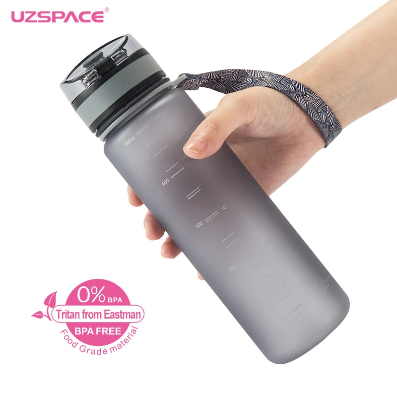 UZSPACE 0% BPA Пластик Спортивная бутылка для воды шейкеры для протеиновых коктейлей Портативный тур Открытый лагерь Чай фрукты моя бутылка для напитков с 500/650/1000 мл