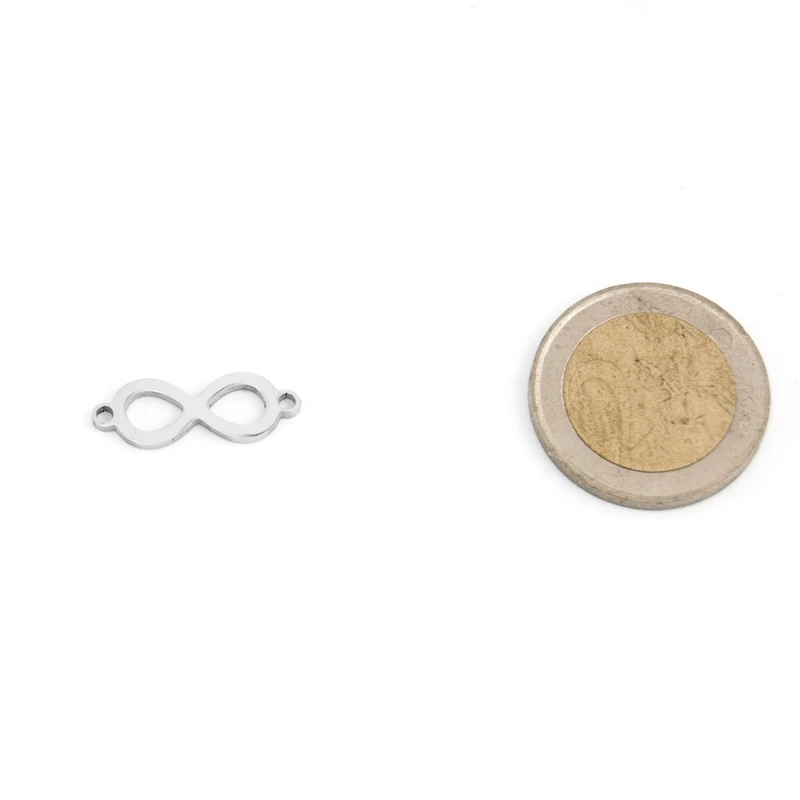 Risul Infinity Shape 8 letter Small Charm 2 ear loops pendant for Bracelet Necklace Diy jewelry make S.steel wholesale 50pcs | Украшения и