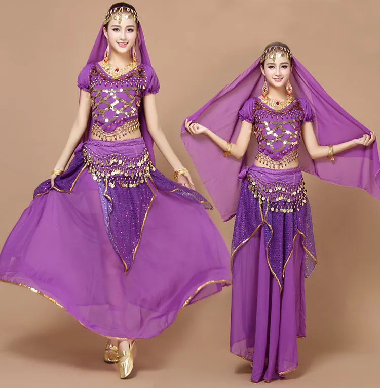 4 шт. костюм для танца живота триба цыганское индийское платье одежда