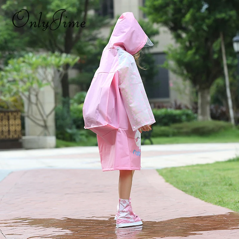 Непромокаемый дождевик в мультяшном стиле с рисунком кролика для детей детский