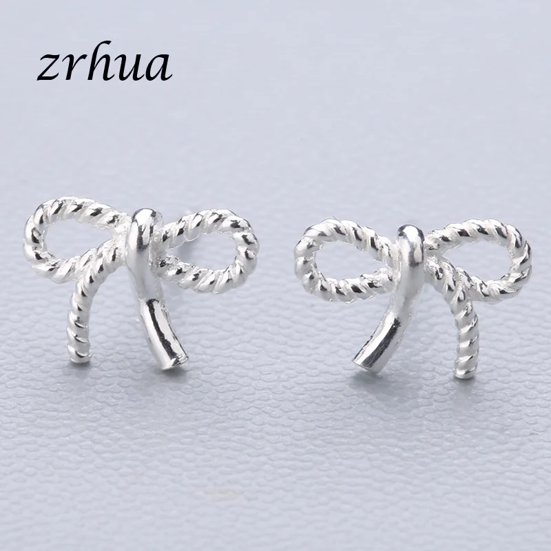 bowknot1 ZRHUA 925 пробы серебряные сплайсинга милые серьги-гвоздики с животными для женщин повседневные Девушки Brincos личность Стерлинговое Серебро-ювелирные изделия - Окраска металла: bowknot1
