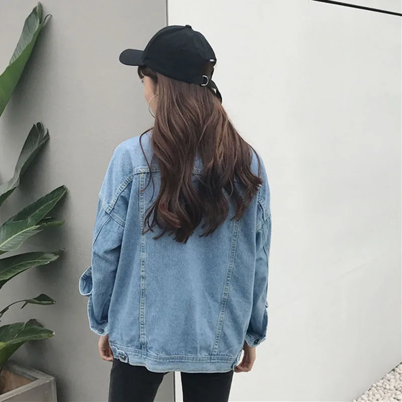 Женская джинсовая куртка с длинным рукавом повседневная облегающая из денима