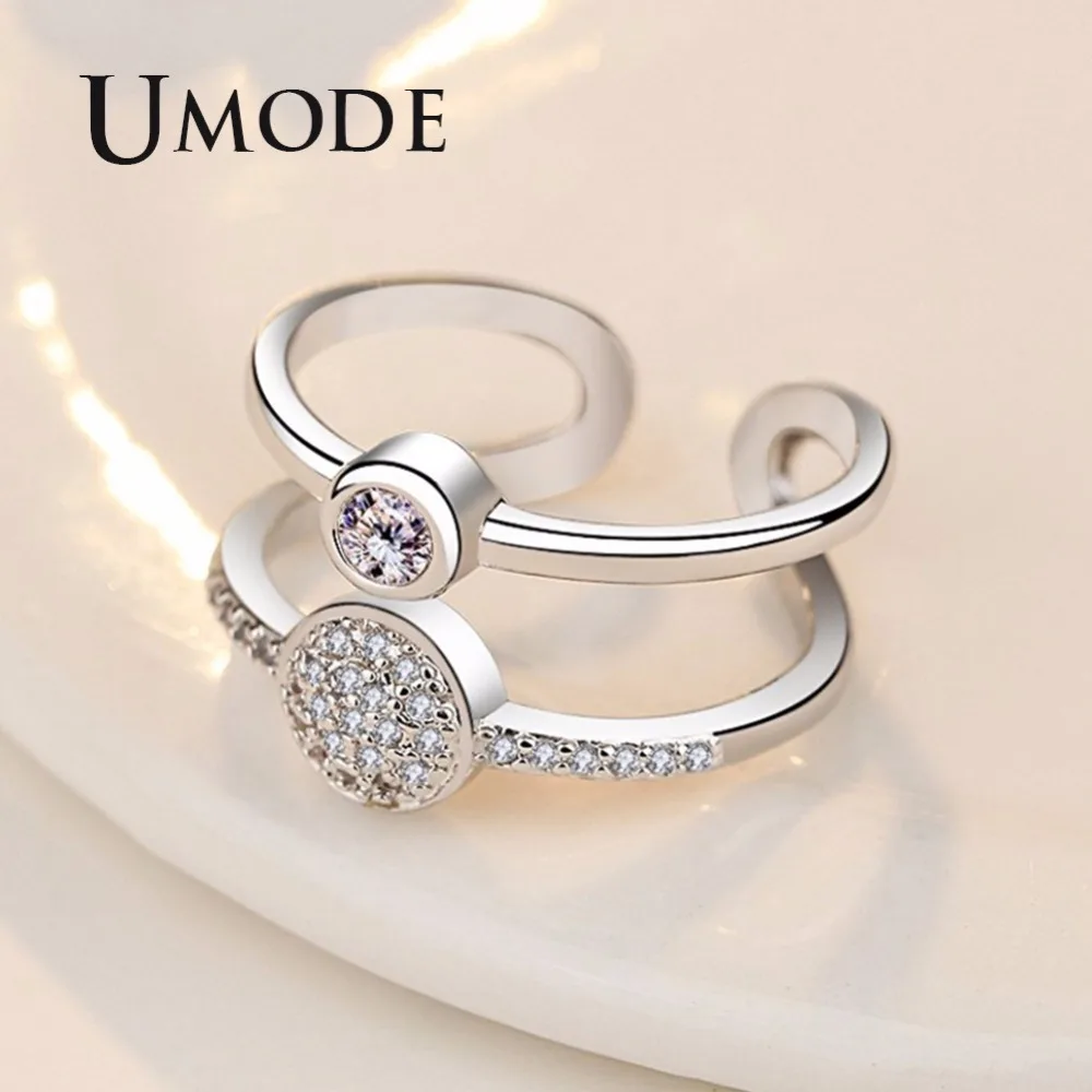 UMODE обручальные свадебные регулируемые Открытые Кольца для женщин круглые