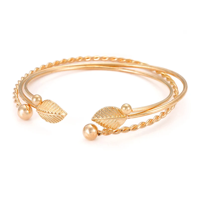 Zhini 3 шт./компл. Новая мода макси Jewelry Винтаж регулируемые браслеты лист формы