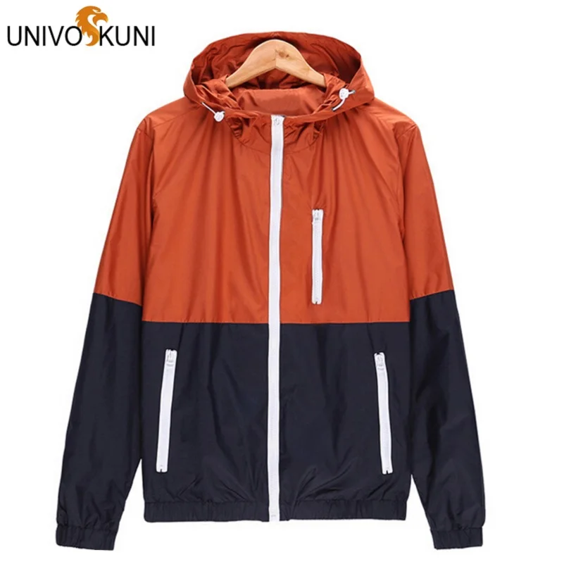 UNIVOS KUNI Повседневная тонкая летняя мужская куртка с шляпкой спортивная одежда
