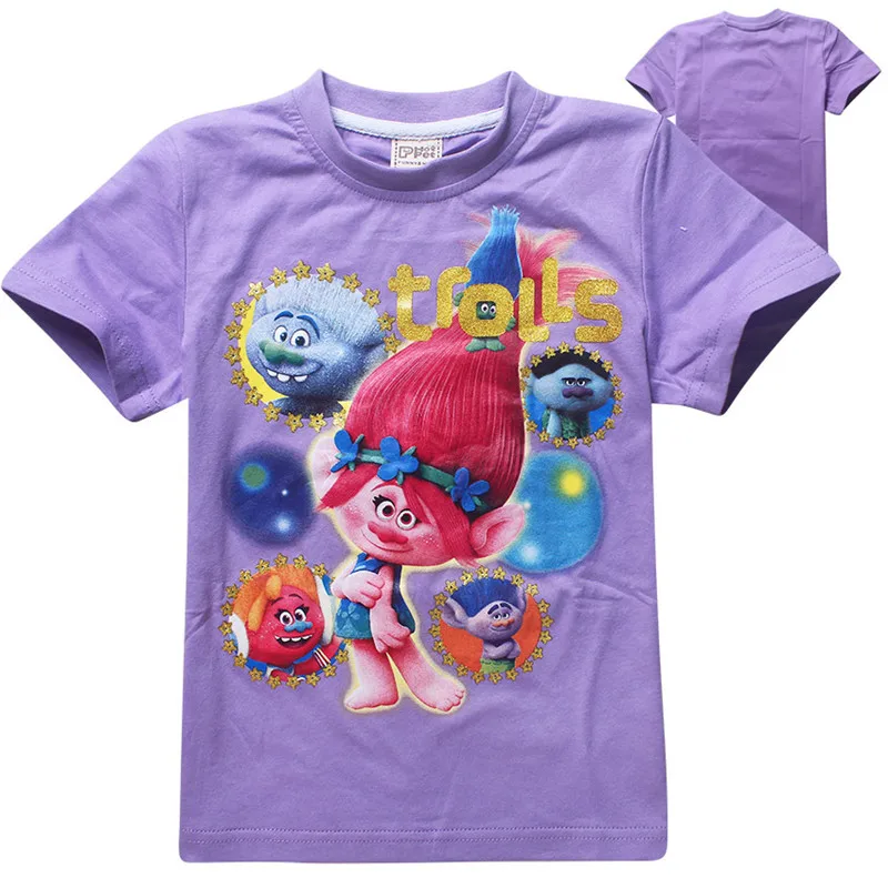 Christmas gifts for girls clothes trolls children short sleeve t-shirt girl &amp boys cartoon t shirt kids clothing cotton 4-11T | Мать и