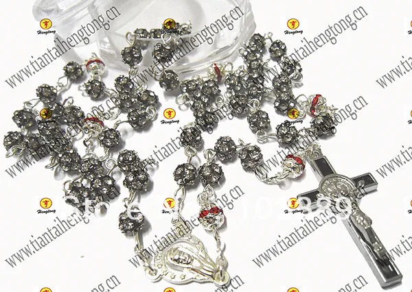 Бесплатная Доставка католические четки/Стразы ожерелье из четки/раннее черных