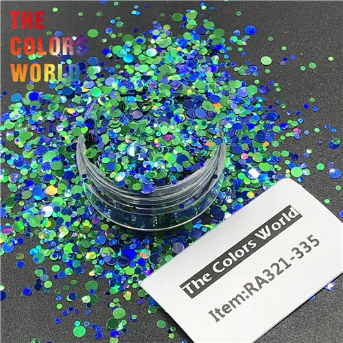 RA321-335 50g TCT-263 лазерный цвет круглый в горошек ногти блеск художественное оформление ногтей Блеск для тела тату Макияж Лицо живопись фестиваль DIY - Цвет: RA321-335 50g