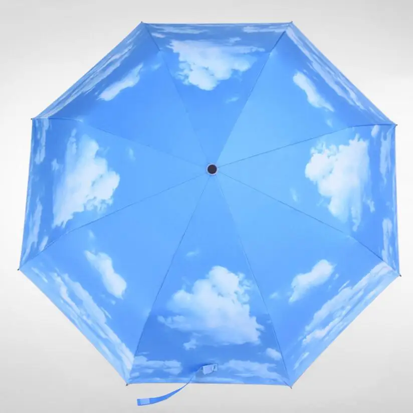Sky Blue Sun&ampRain Umbrella Printing Novelty Folding Brand Cute Blut Sombrinhas | Дом и сад