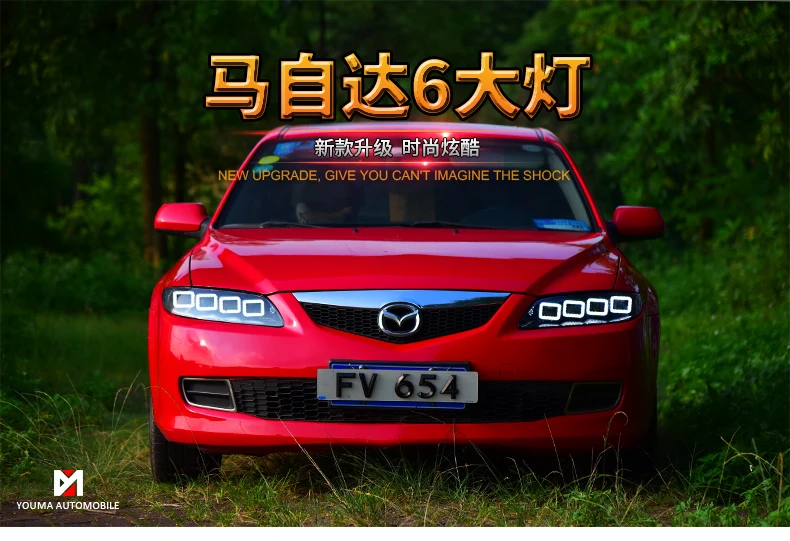 Стайлинга автомобилей фара для Mazda 6 фары 2003- Mazda6 все светодиодный задний фонарь светодиодный DRL динамический сигнала Ангел глаз аксессуары