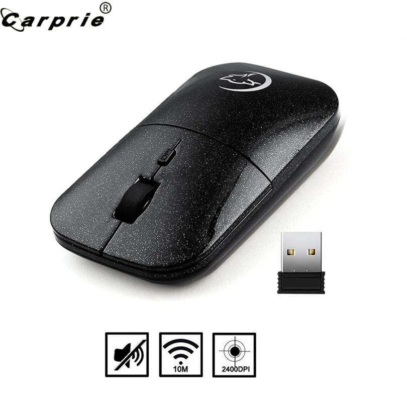 CARPRIE, 1 шт., беспроводная мышь, регулируемая, эргономичный дизайн, игровая мышь, 2400 точек/дюйм, бесшумные мини Мыши с USB Приемником 90422