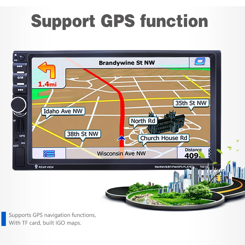 2 дин gps навигации плеер 7 ''HD Bluetooth стерео радио FM MP3 MP5 аудио видео USB Авто