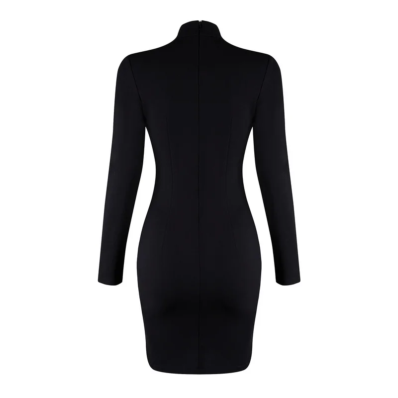 Новый бренд моды зима женщин сексуальный выдалбливают блестящий длинный рукав