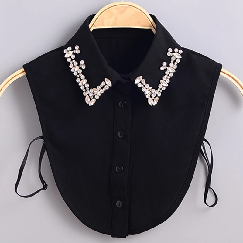 Модный женский вышитый бисером воротник белый/черный шифон декоративные