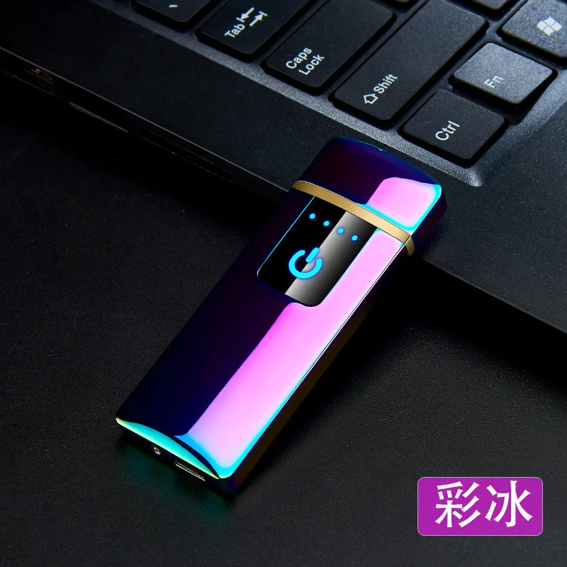 Фото USB зарядка Электронная зажигалка тонкая мини-зажигалка LED сенсорный сенсор USB зарядка Электронная зажигалка тонкая мини-зажигалка LED сенсорный сенсор