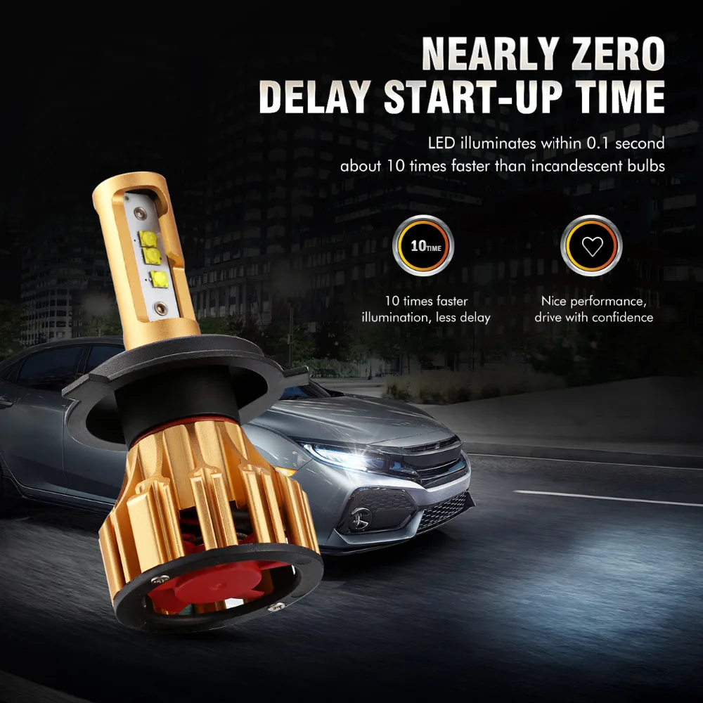 Oslamp T6 светодиодный H4 H7 H11 9005 9006 автомобилей головной светильник лампы 6500 К 70 Вт 7000lm