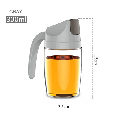 GRAY 300ML Boxi кухонная стеклянная бутылка для масла, диспенсер с автоматическим открыванием, закрывающиеся домашние бутылки для масла и уксуса, медовый контейнер для оливкового масла - Цвет: GRAY 300ML