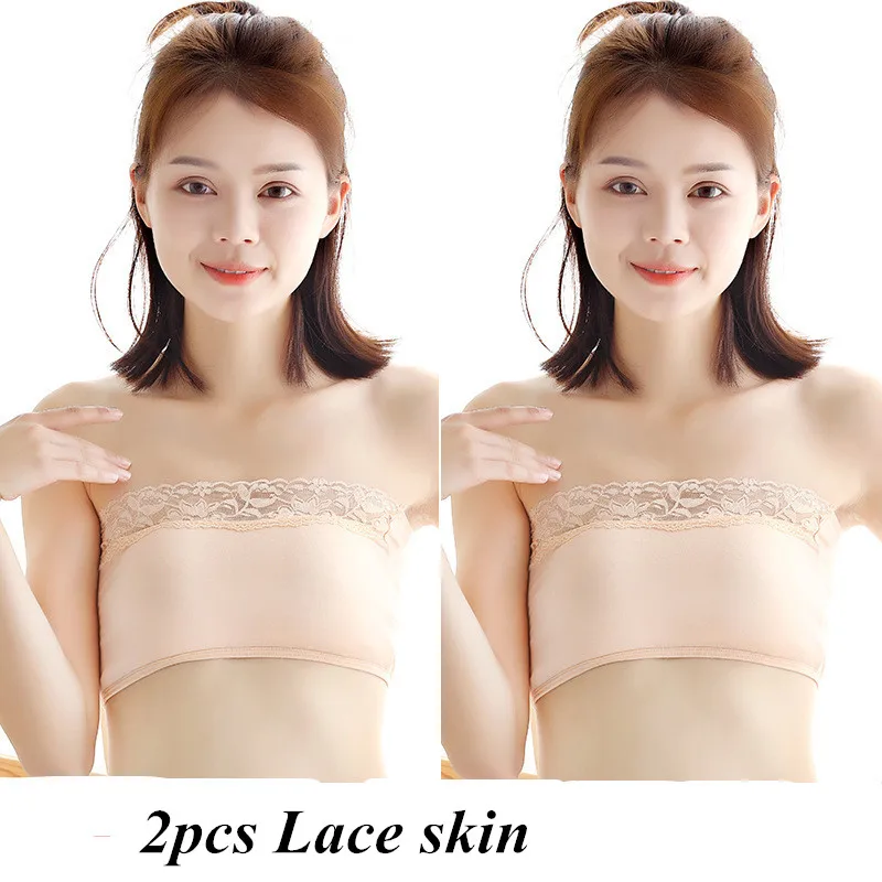 Female Strapless Boob Tube Top Bandeau Bra Lace Modal Ladies Modal Lace Stomacher Wrapped Chest Bottom Underwear