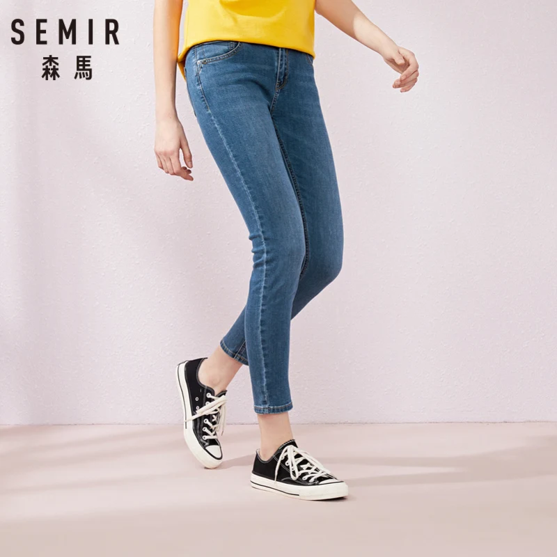 SEMIR женские джинсы Femme большие размеры тонкие Стрейчевые синие винтажные прямые