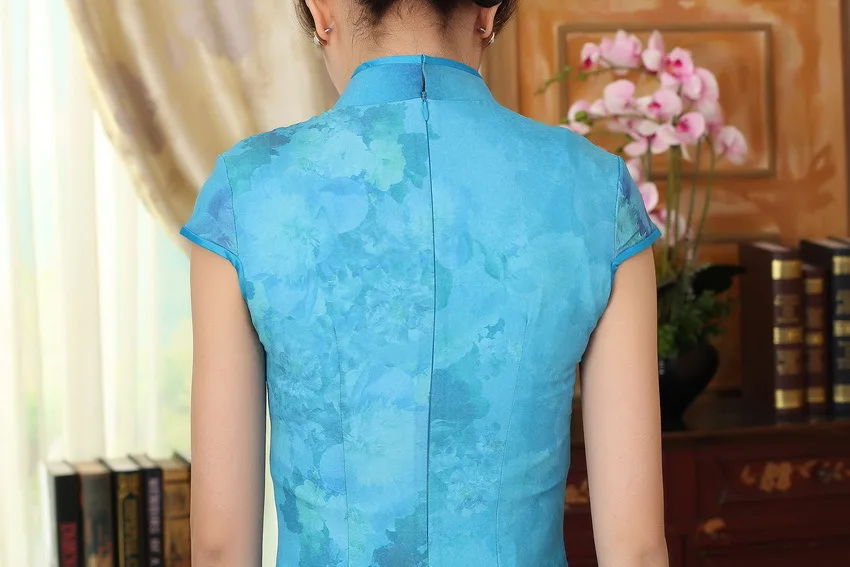

Shanghai Story high-grade long cheongsam Faux Silk cheongsam qipao dress chinese traditional clothing oriental dresses C0010