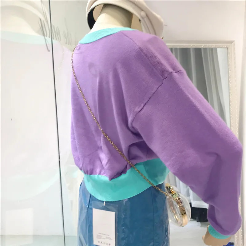 2018 Autumn Winter Fashion Streetwear Korean Style Colors Contrast Send Love Sweater Women Jumper Pullovers Sweaters | Женская одежда