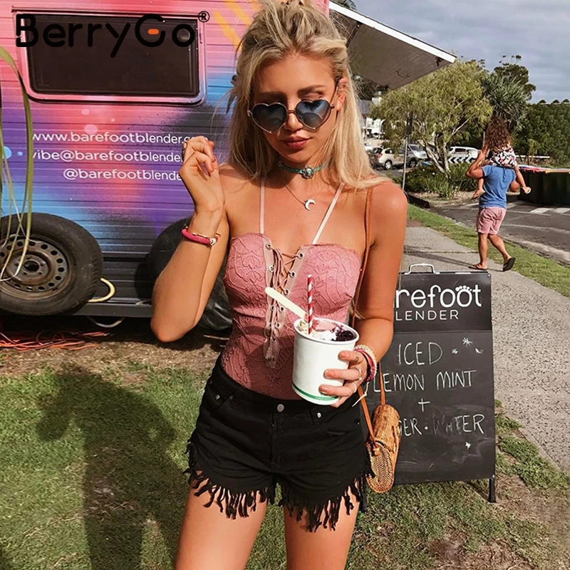 BerryGo сексуальный черный боди с открытой спиной, перспективный кружевной обтягивающий белый комбинезон, женские летние вечерние комбинезоны, новинка
