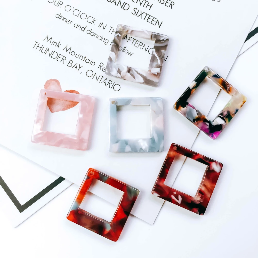 Ear Drop 8 Colors Square Earring Accessories Pendant Necklace Charms Diy Handmade Material 6pcs | Украшения и аксессуары