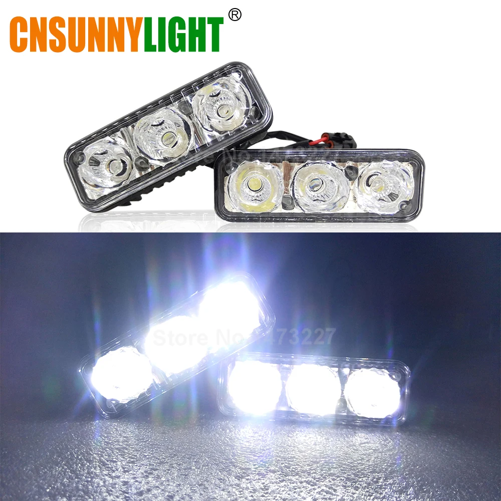 CNSUNNYLIGHT водонепроницаемый автомобильный высокомощный алюминиевый светодиодный дневные ходовые огни с объективом DC 12V Супер белый 6000K DRL Противотуманные фары