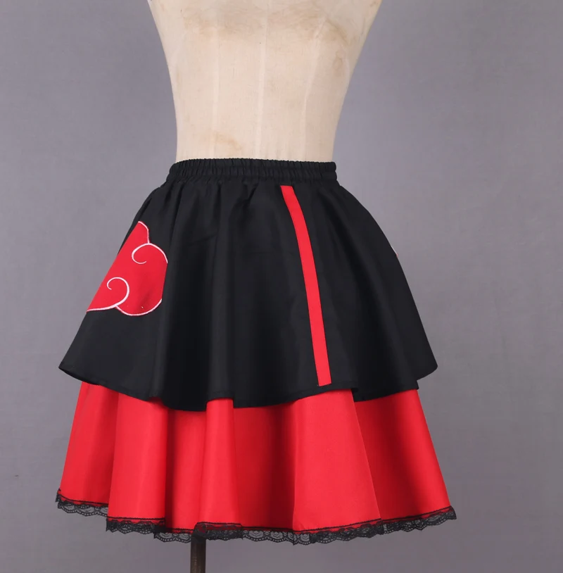 

Can be tailored Anime NARUTO Cosplay Akatsuki Cos Halloween Party Cos Lolita kimono style top + skirt + belt set Costume