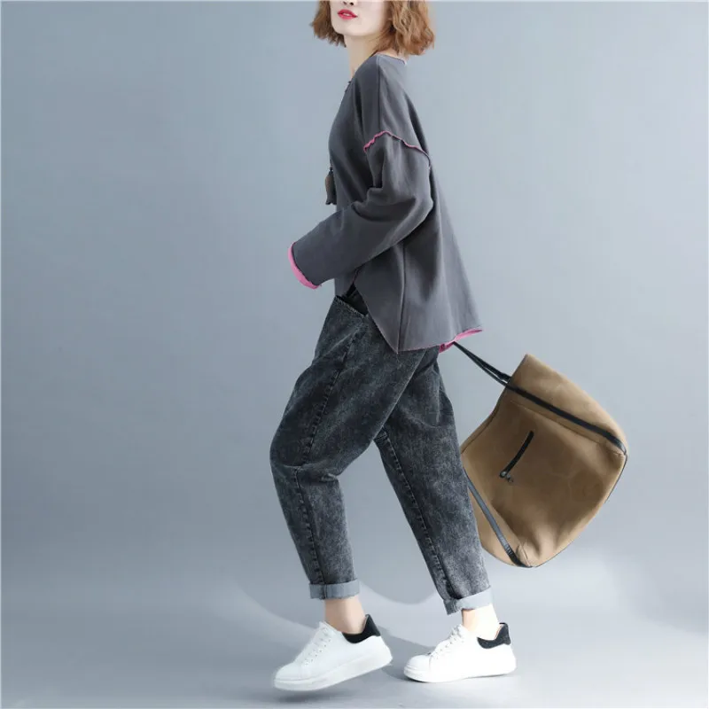 Twojstyle 2018 осенью новый Для женщин Swaetshirts Модные свободные большой Размеры длинный