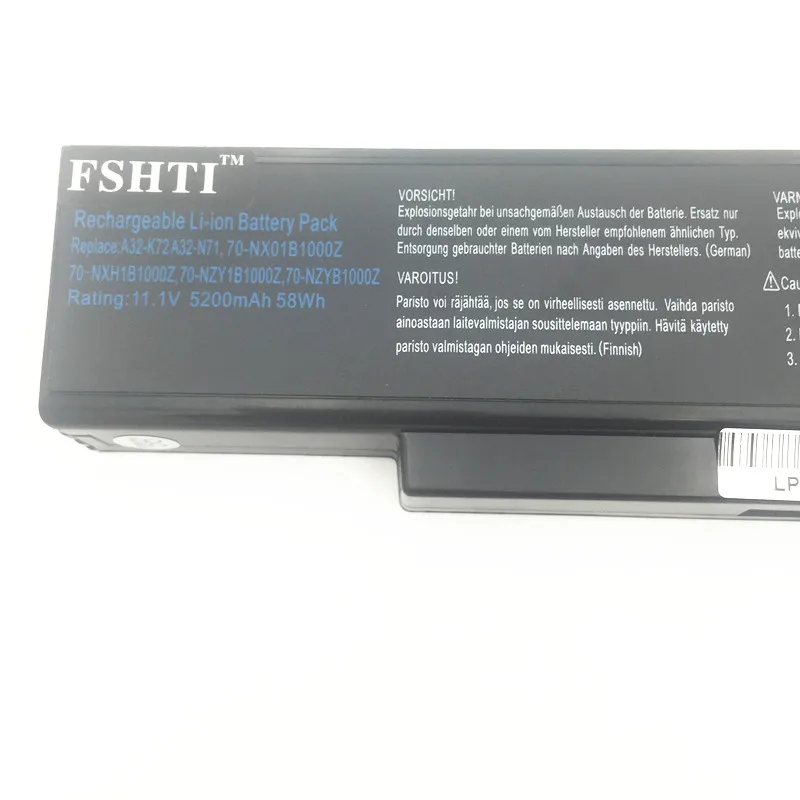 Аккумулятор для ноутбука Asus Li-Ion A32-K72 A32-N71 K72DR K72 K72D K72F K72JR K73 K73SV K73S K73E N73SV X77X77VN k72-100 X77VN