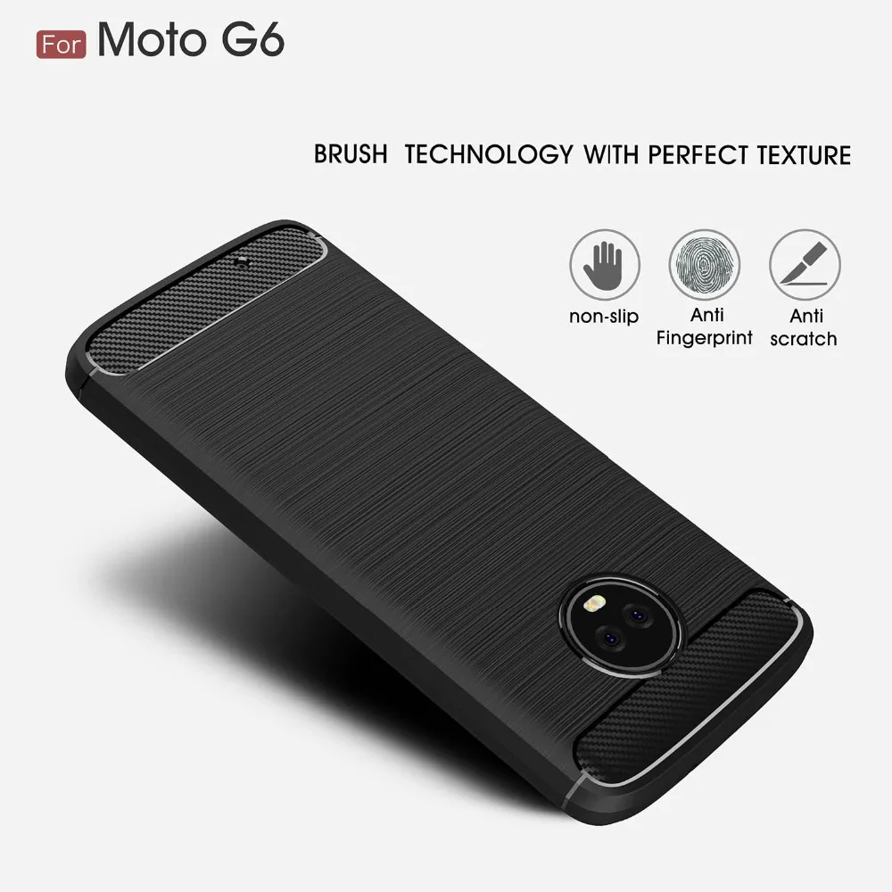Силиконовые чехлы для Motorola G6 случае углеродного Модный мягкий из