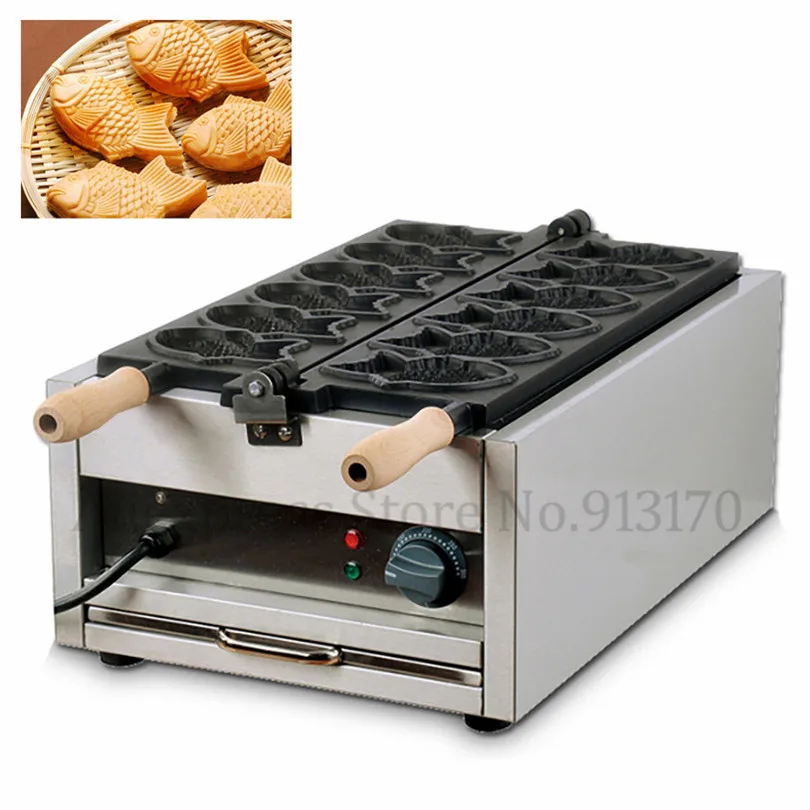 

Japanese Style Taiyaki Machine Commercial Electric Taiyaki Fish Shaped Cake Maker Stainless Steel Six Molds Snack Device