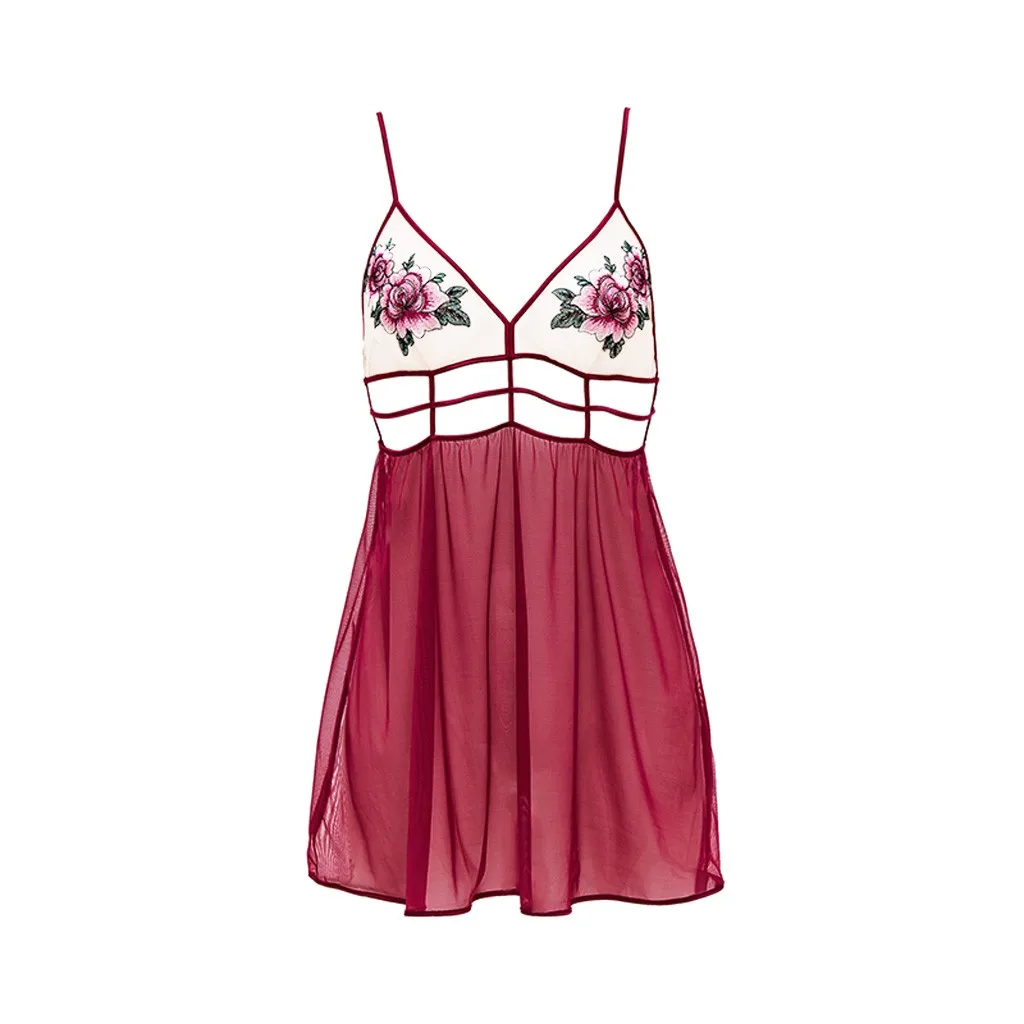 Snowshine YL5 новые женские большие размеры вышитые аппликации белье Красный Babydoll пижамы набор