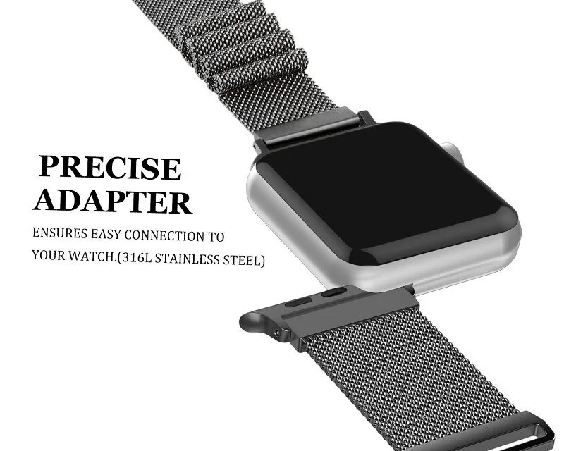 Миланская двухсекционная магнитная лента из нержавеющей стали для Apple Watch 38 мм 40 мм 42 мм 44 мм ремешок для iWatch Миланская Серия 1 2 3 4
