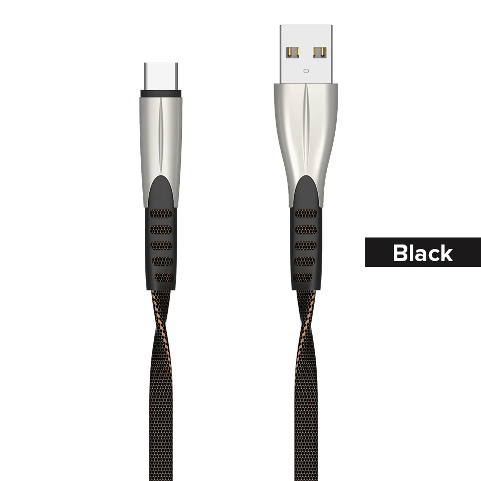 Black Venroii 1 м 2 м usb type C кабель для быстрой зарядки для samsung S8 S9 S10 huawei P20 P30 Pro mate 20 Android Phone type-C Cabo Xiaomi 8 - Цвет: Black