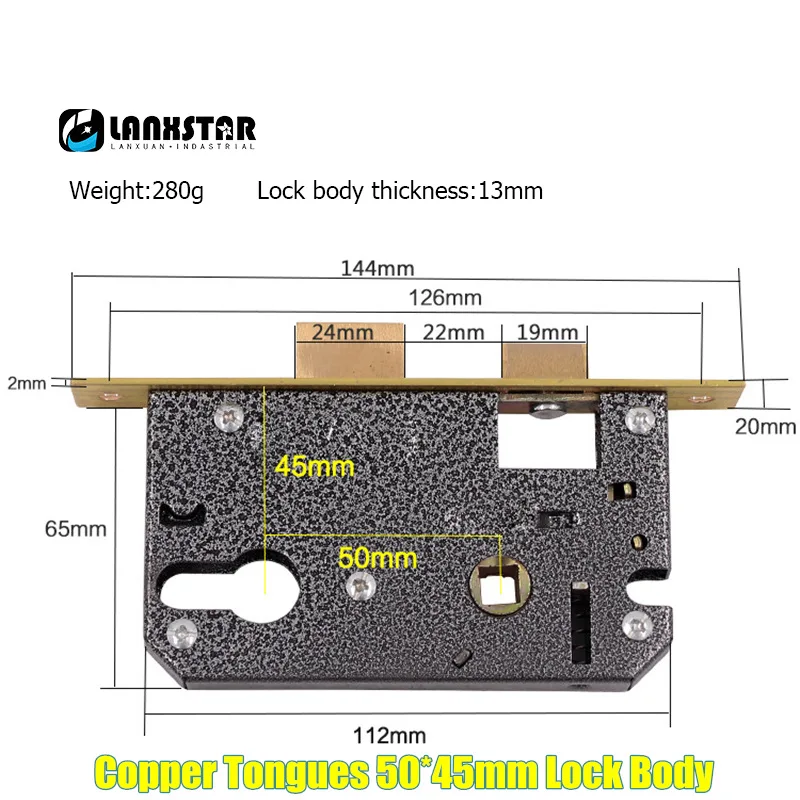 Big 50mm Lockbody Высокое Качество Латунный замок корпус большой 50 маленький 50 мм Стандартный 58 замок врезной дверной ручки замок медные языки замок - Цвет: Big 50mm Lockbody