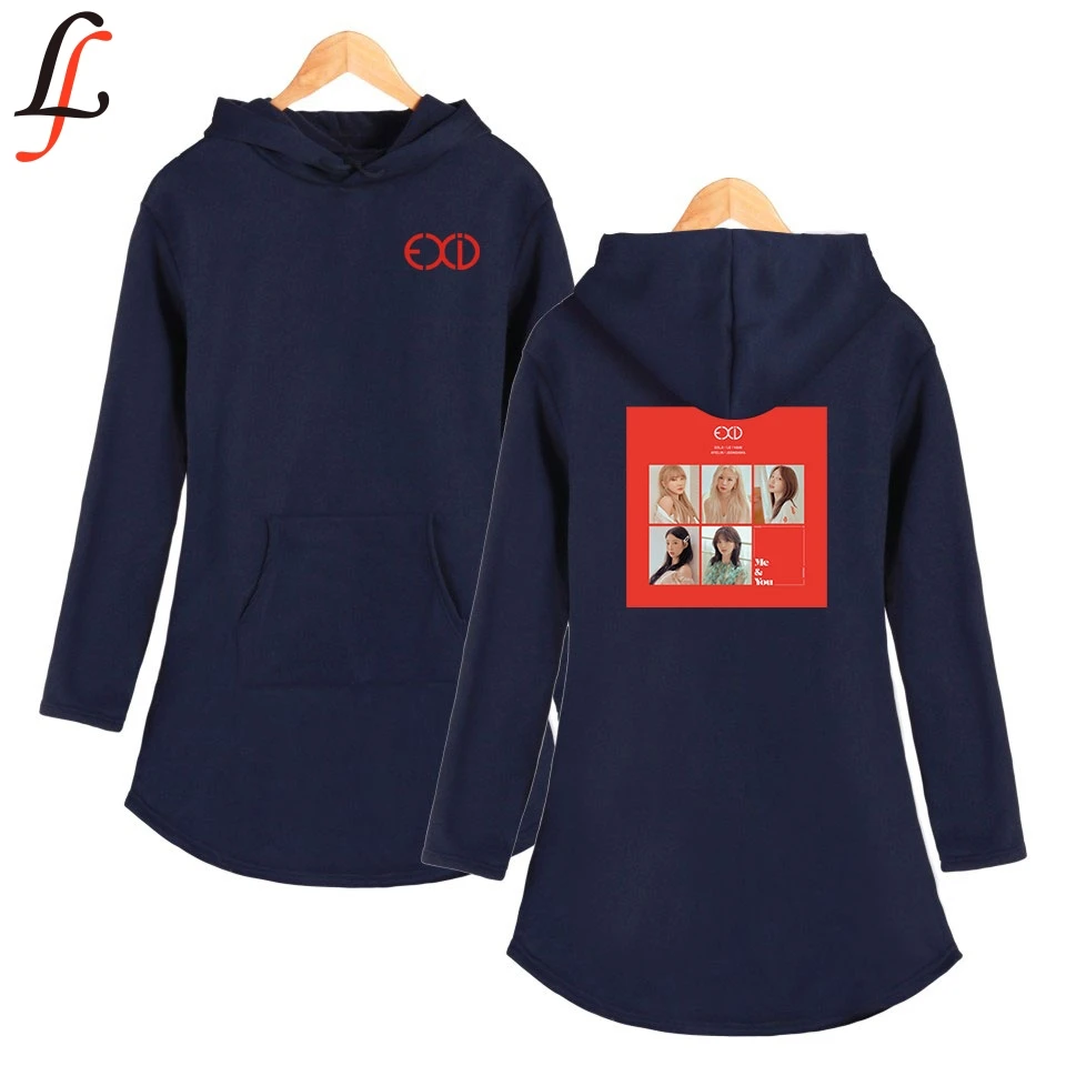 Платье с капюшоном EXID классическое Повседневное платье карманами и длинным