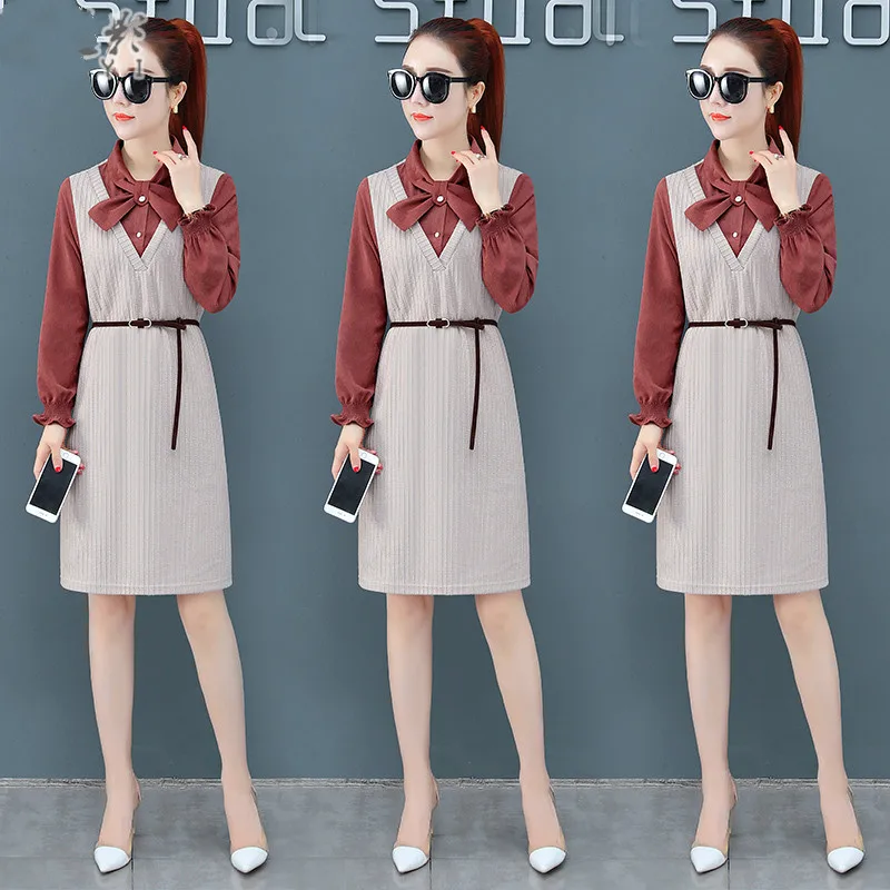 

Весенне-осеннее платье для женщин винтажное повседневное офисное платье 2020 женские платья корейское розовое мини-платье Элегантные платья...