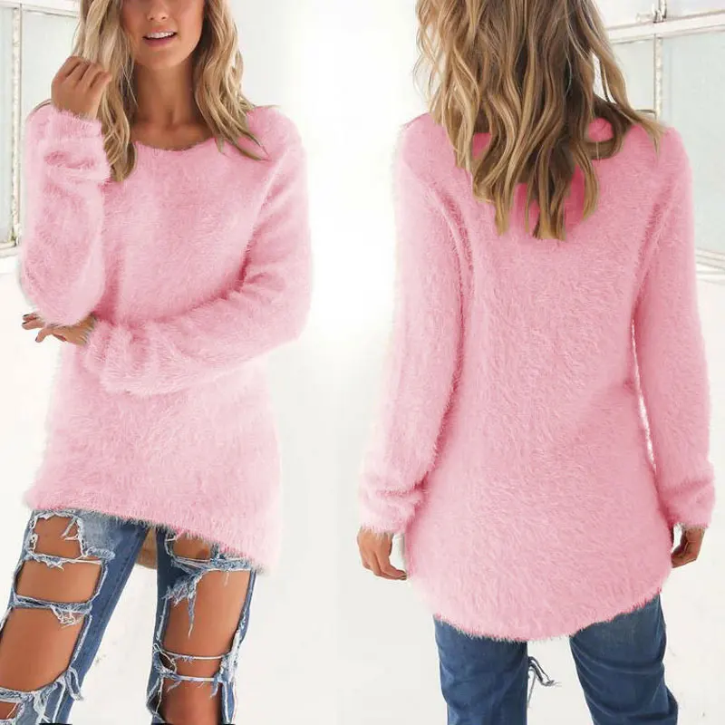 On sale 2019 autumn winter Women Knitted Sweater Casual Soft O-neck Jumper Fashion Slim Femme Elasticity Pullovers | Женская одежда