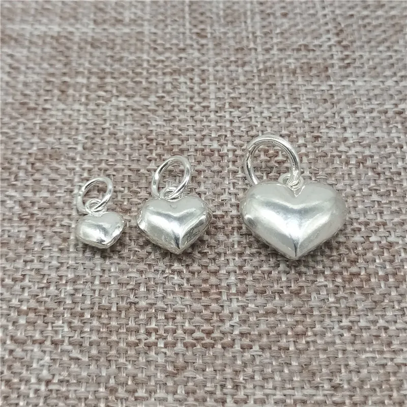 925 пробы серебряные подвески в форме сердца 3D для браслета ожерелья|Шармы| |