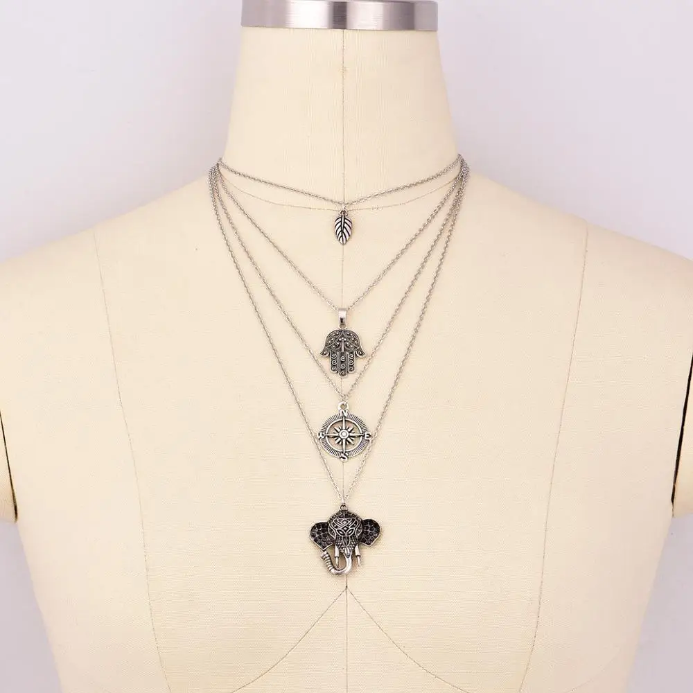 2019 Women's Multilayer Pendant Necklace Bohemian Patterns Retro Fashion Collar Jewelry birthday gift new A619 | Украшения и