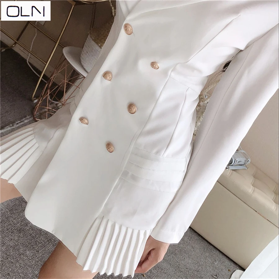 Женское элегантное двубортное платье с оборками офисный Повседневный Блейзер