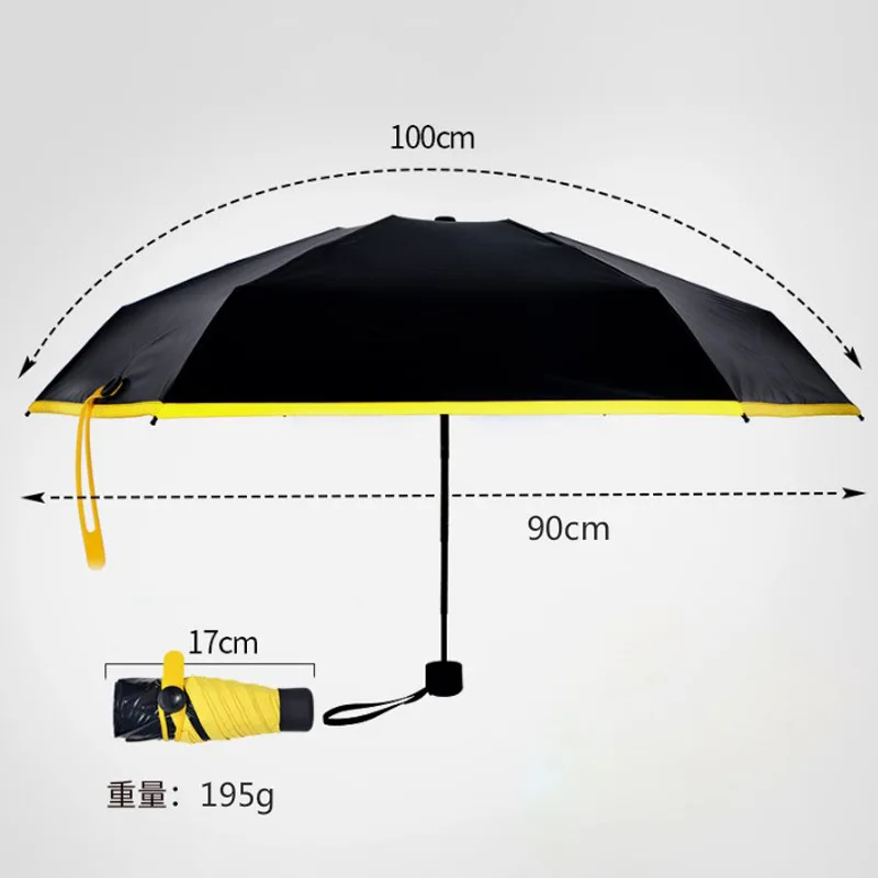 YADA Folding Small Mini Umbrella Parasol Rainy Pocket UV Five For Women Men Anti-UV Black Coating Umbrellas Gifts YD105 | Дом и сад