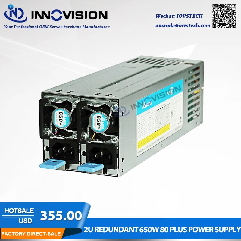 

High-efficiency saved energy 2U redundant 650W 80 plus power supply for2U/3U Server chassis