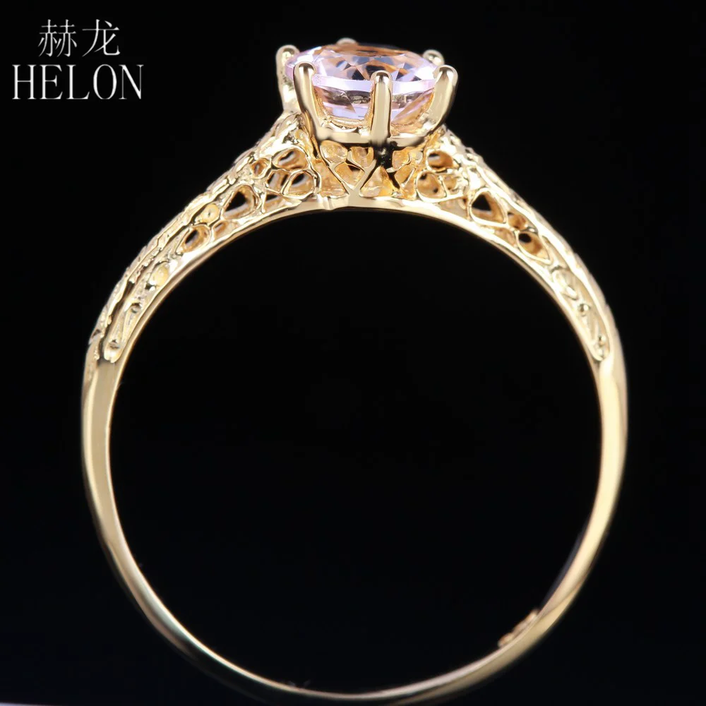 Женское винтажное обручальное кольцо HELON однотонное из 14 каратного желтого