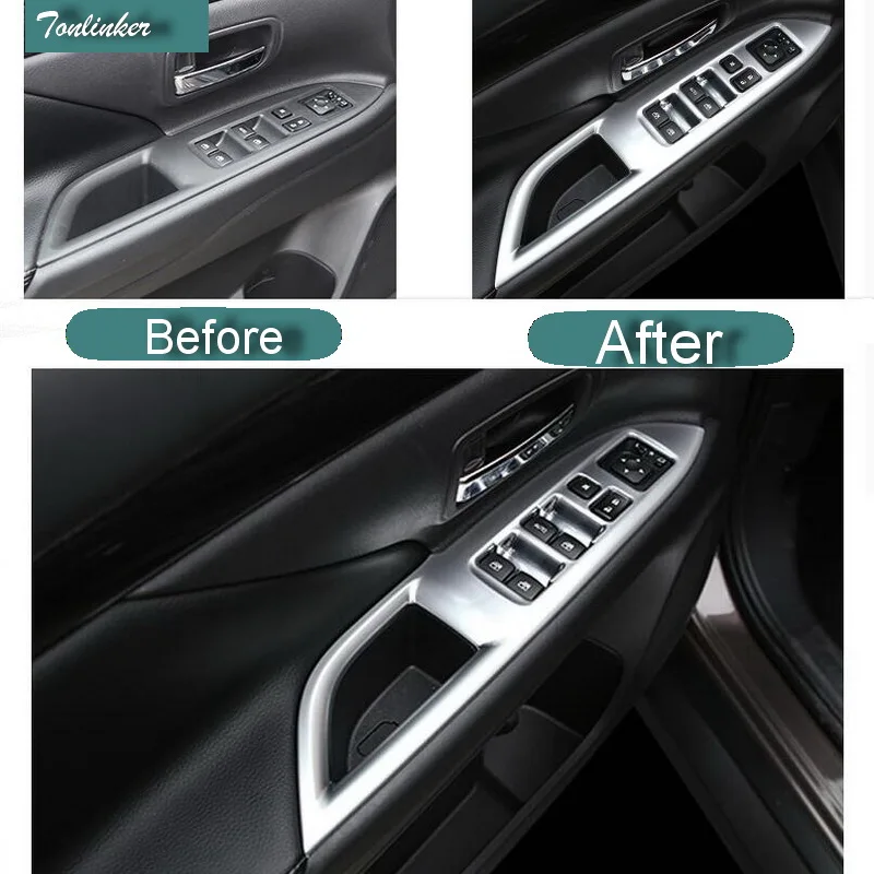 

Tonlinker 4 Pcs DIY Car Styling New ABS Windows Left Button Panel Cover Case stickers for Mitsubishi Outlander 2013-16